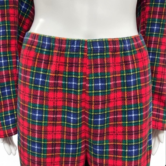 Lauren Ralph Lauren Long Sleeve Notch Collar Red Plaid Fleece Pajama Set Size L - Picture 5 of 8